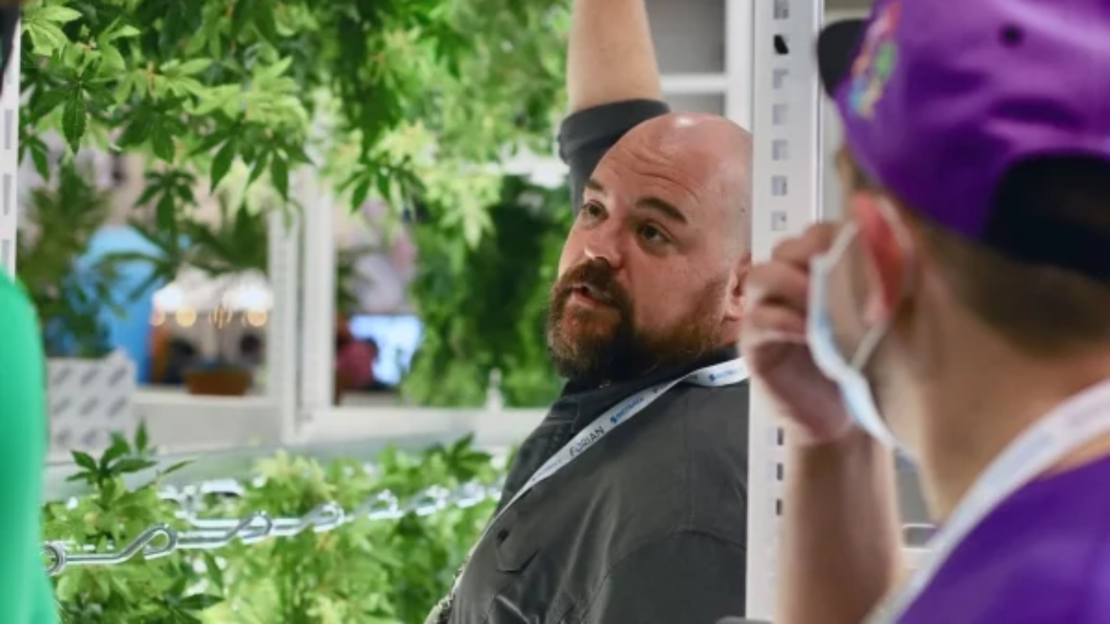 Cultivation Experts Showing Off Grow Racks at MJBizCon