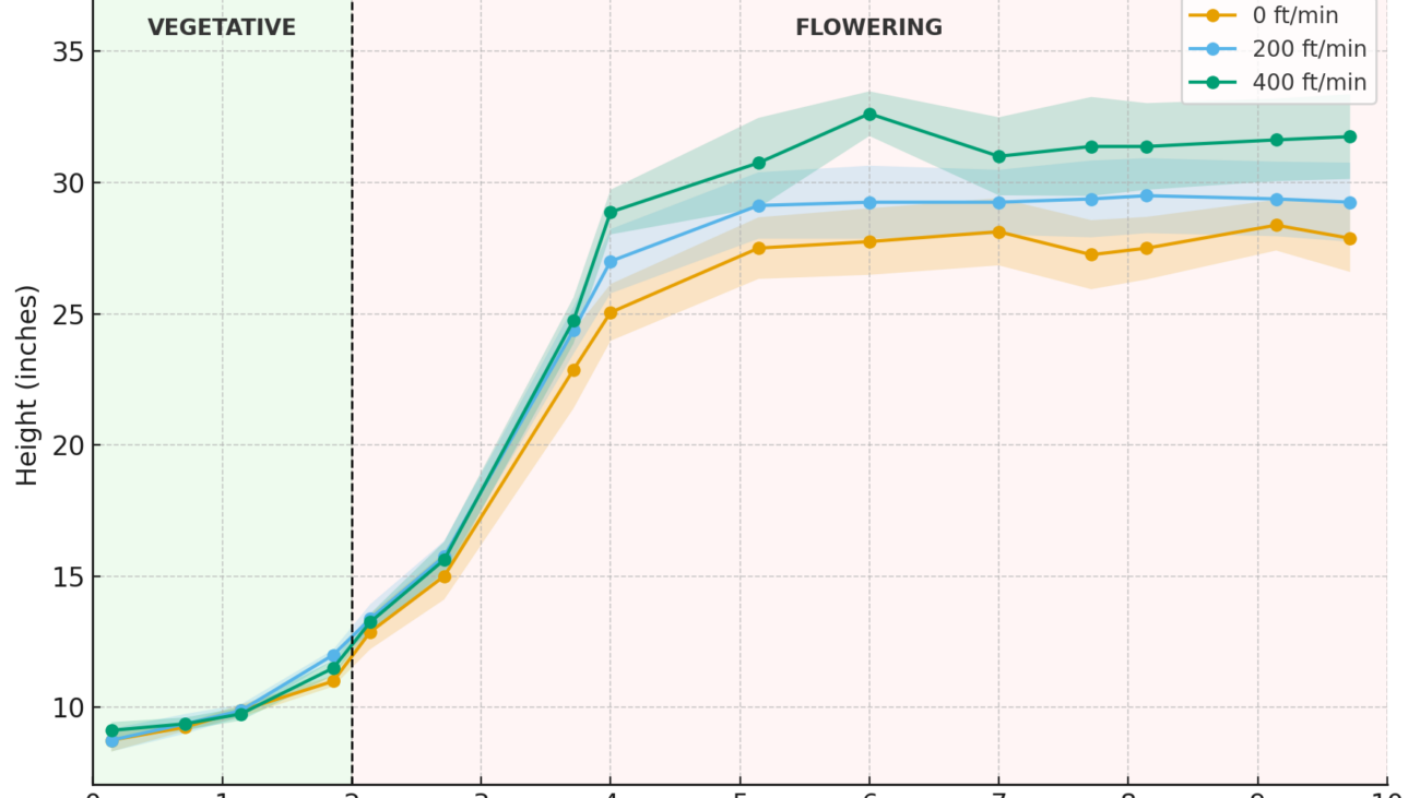 airflow plant height overtime by treatment graph